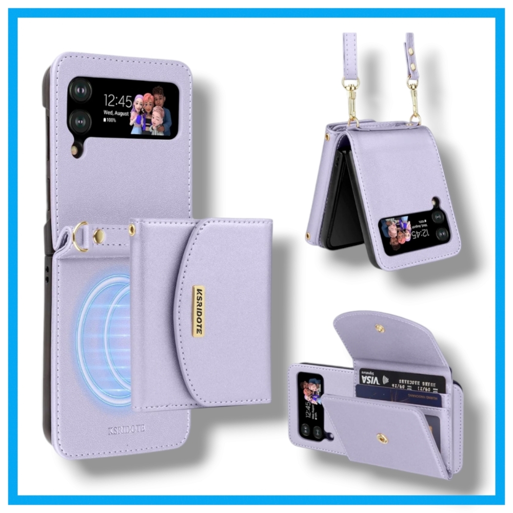Samsung Galaxy Z Flip 4 Case Wallet Card Holder with Strap Samsung Galaxy Z Flip